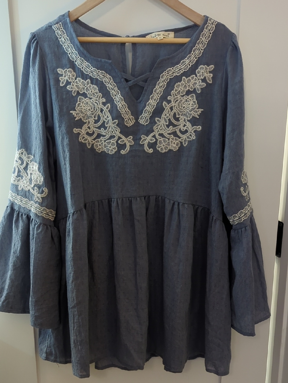indigo soul Slate Blue Textured Tunic Top